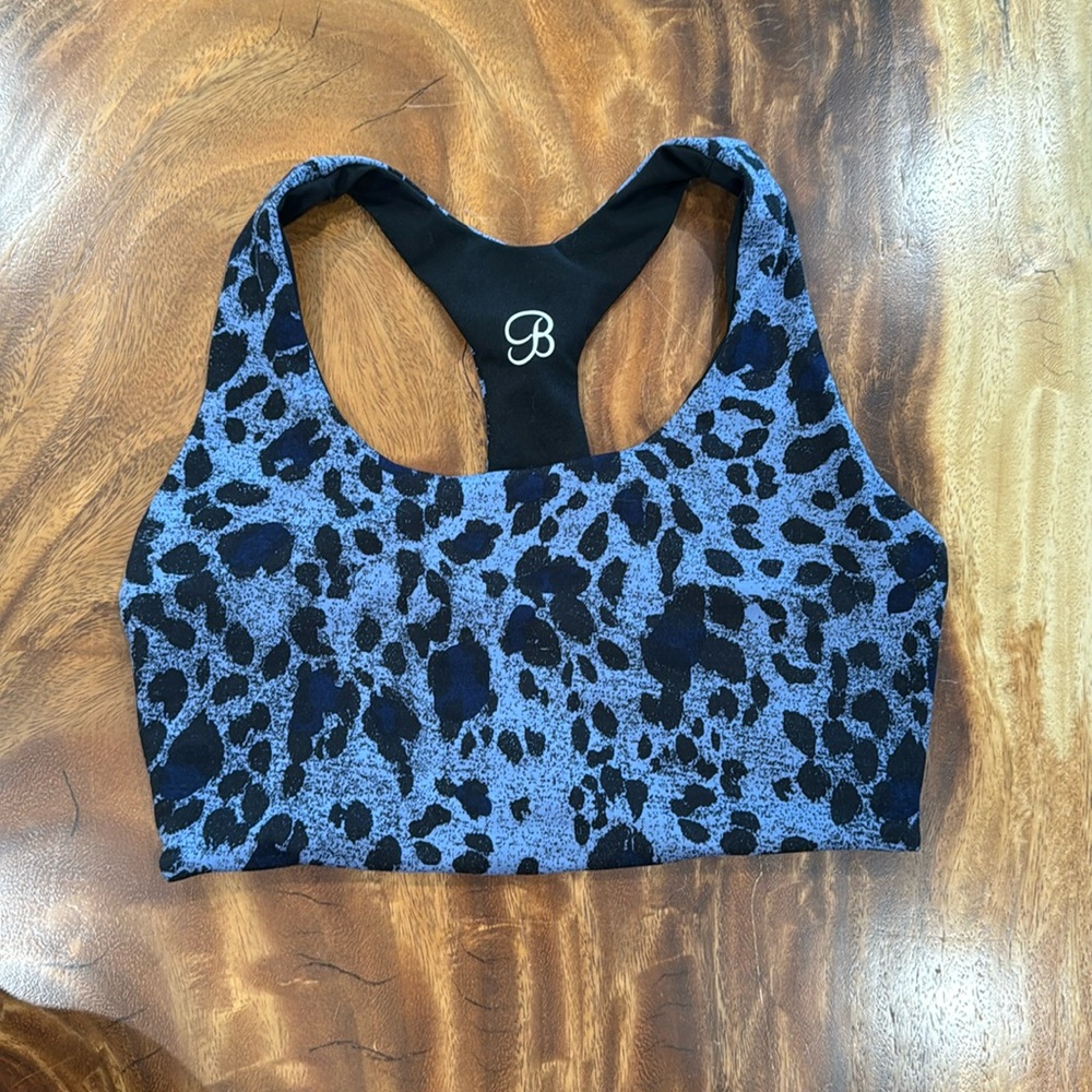 Bombshell Sportswear Reversible tank bra- blue leopard
